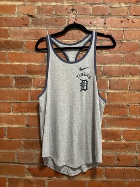 Nike Light Gray Tank with Navy Trim and Tigers Logo